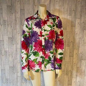 Lauren Ralph Lauren Floral Button Down Blouse Size Large